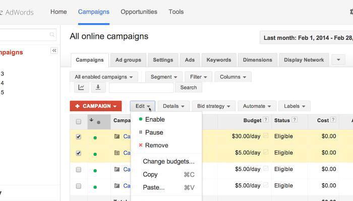Google AdWords szüneteltetett hirdetések ellenőrzése