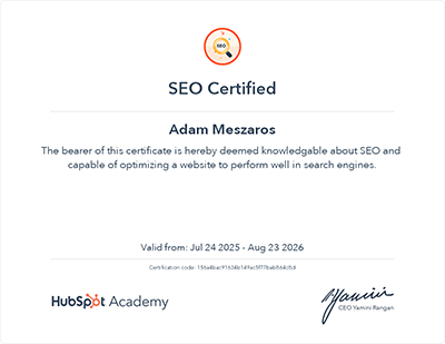 HubSport SEO akkreditáció