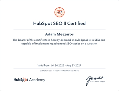 HubSpot SEO akkreditáció 2.